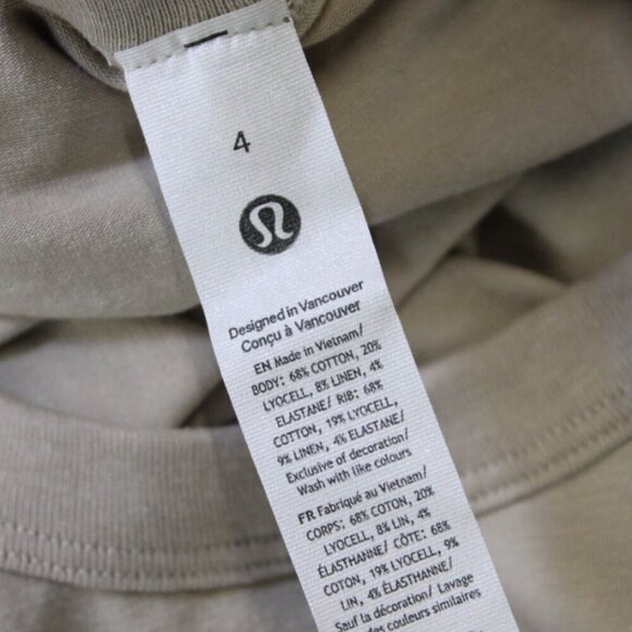 Lululemon Long-Sleeve Logo Tee Beige 4 NEW - Picture 5 of 8